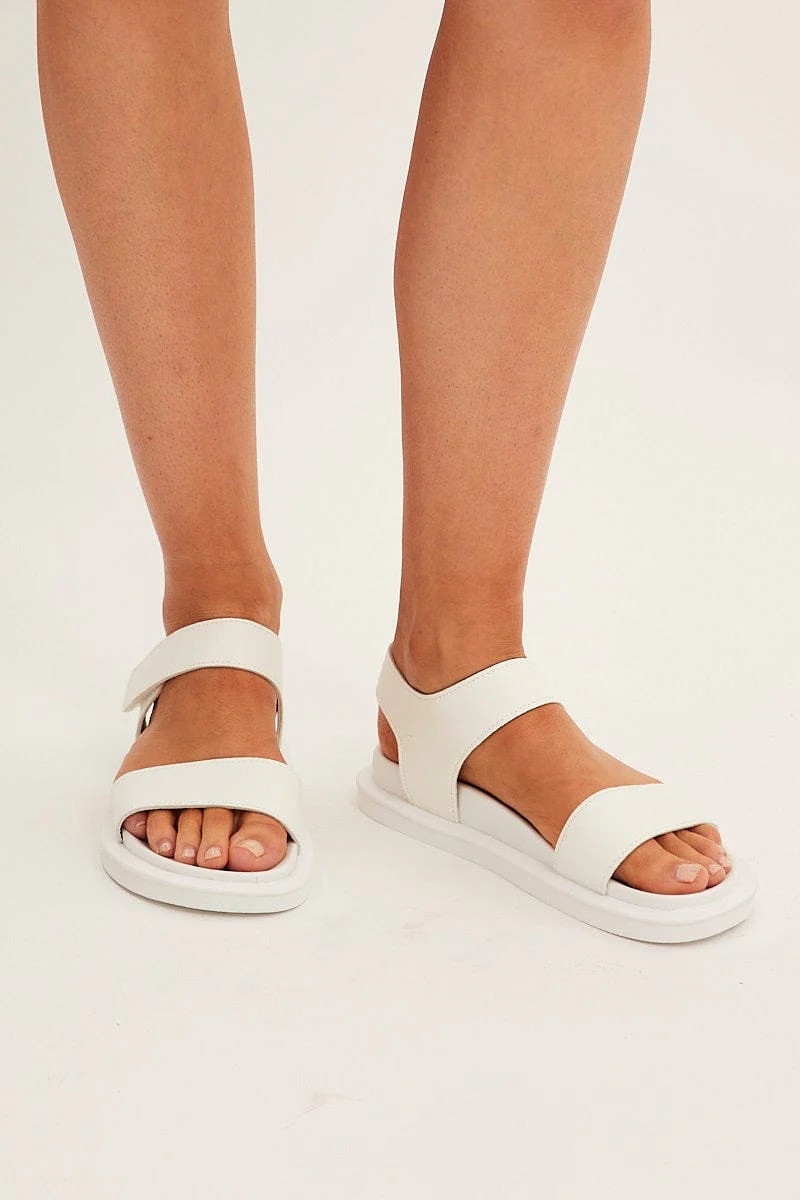 White Slingback Flat Sandals