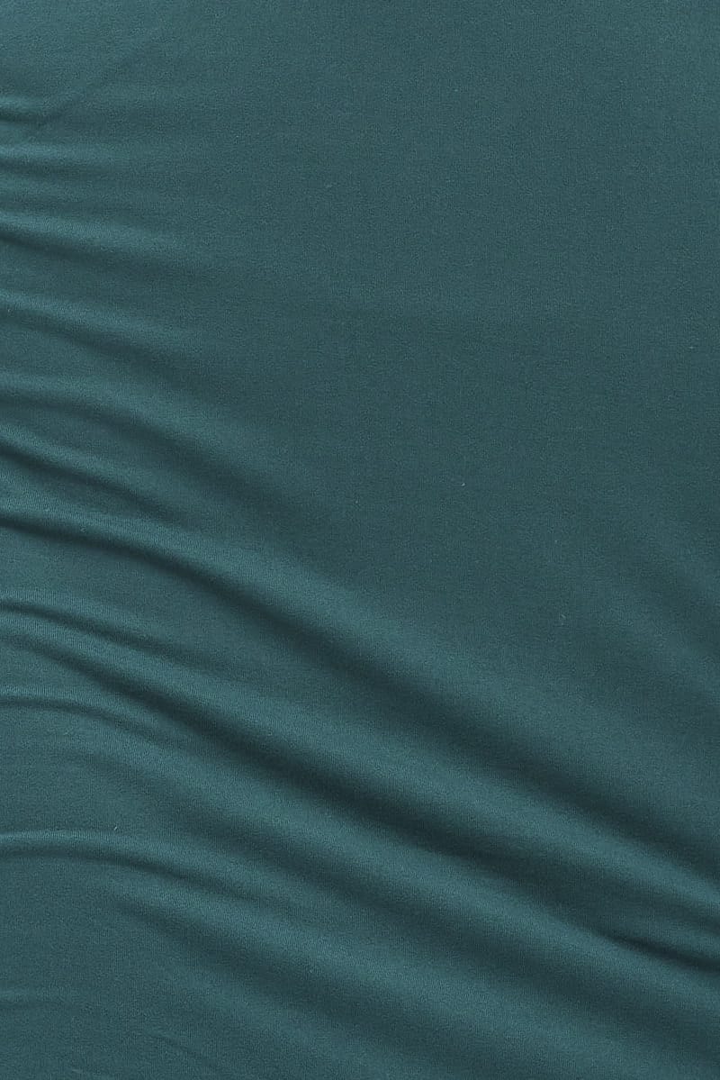 Green Mini Dress Long Sleeve V-Neck Bodycon Ruched Waist