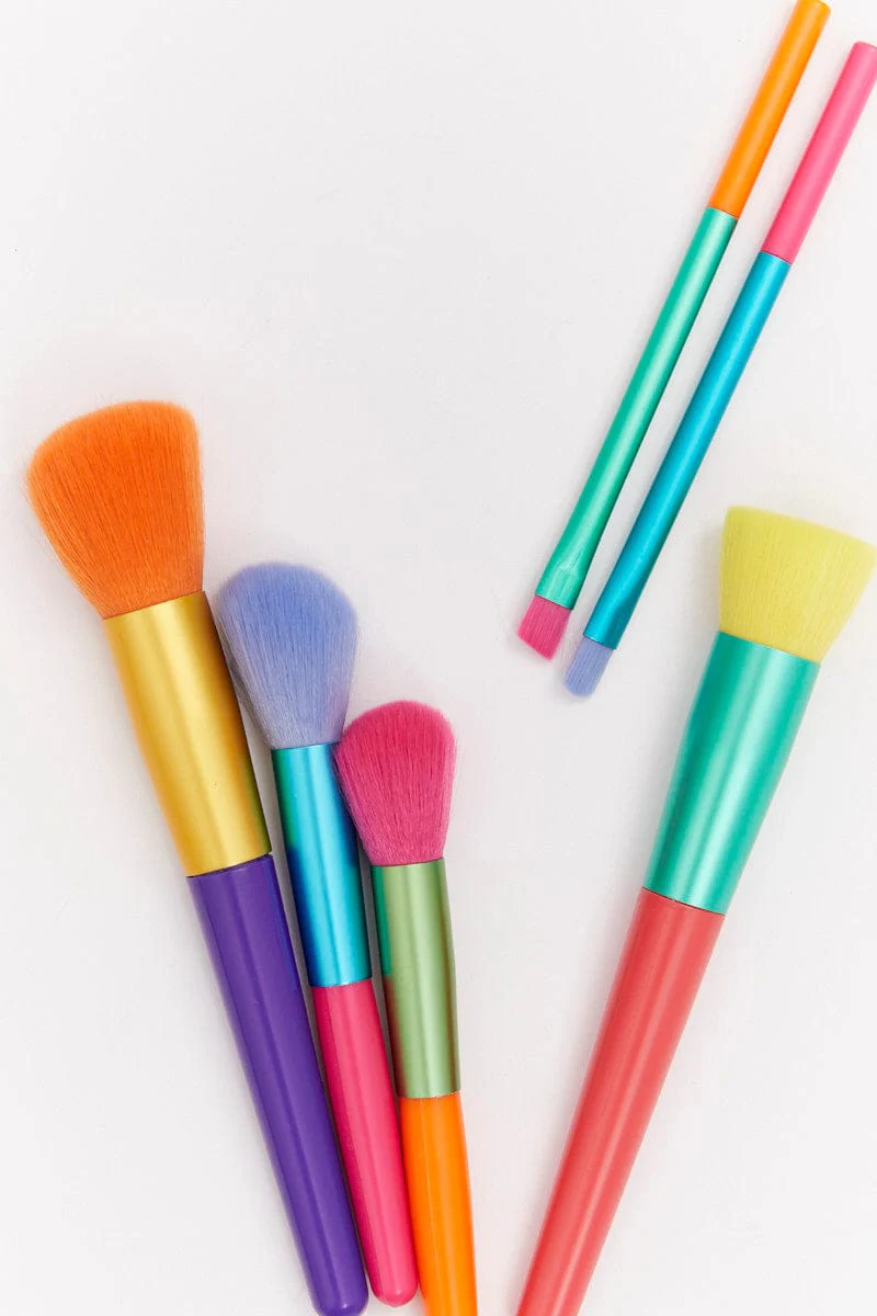 Multi 10 Pcs Clashing Colours Make Up Brush Set