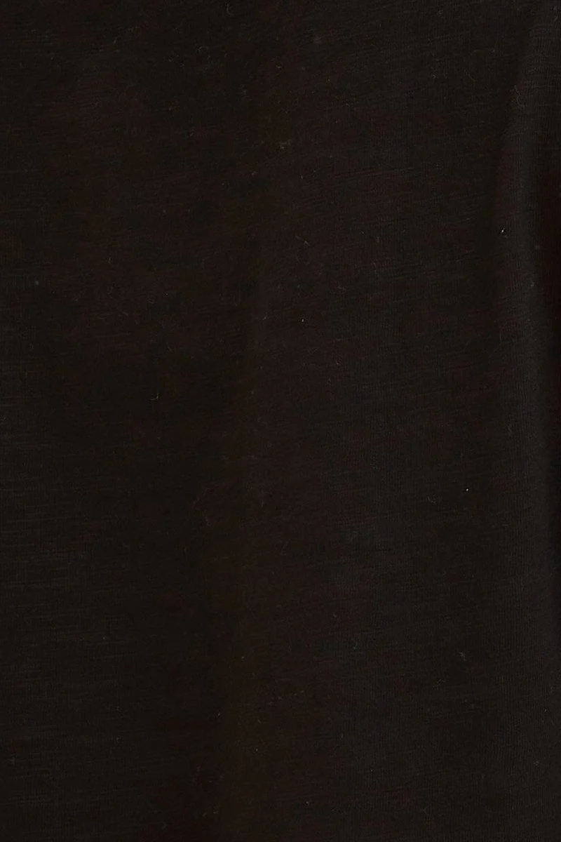 Black Cotton T-Shirt Slub Crew Neck Regular Fit