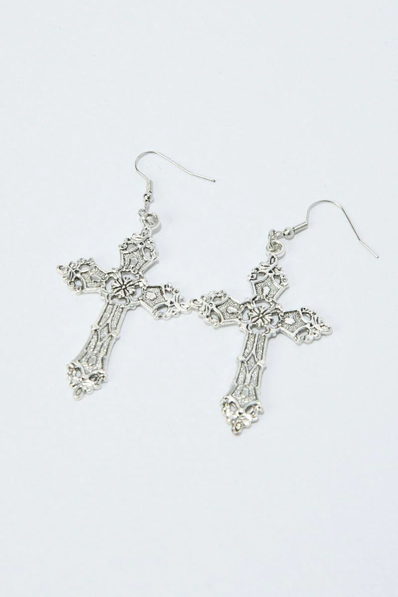 Silver Cross Earrings