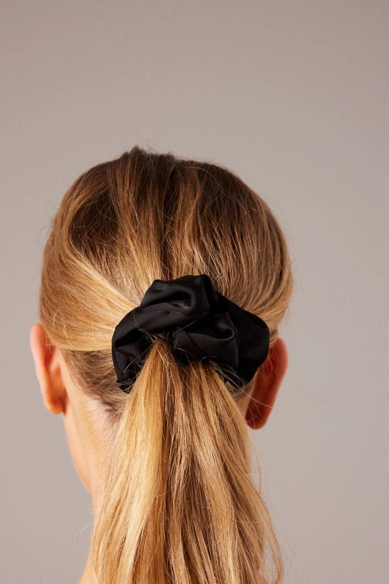 Black 3 Pack Mixed Size Scrunchies