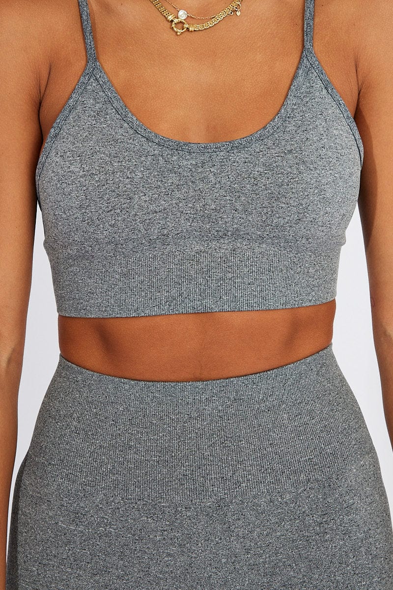 Grey Seamless Top And Shorts Activewear Set