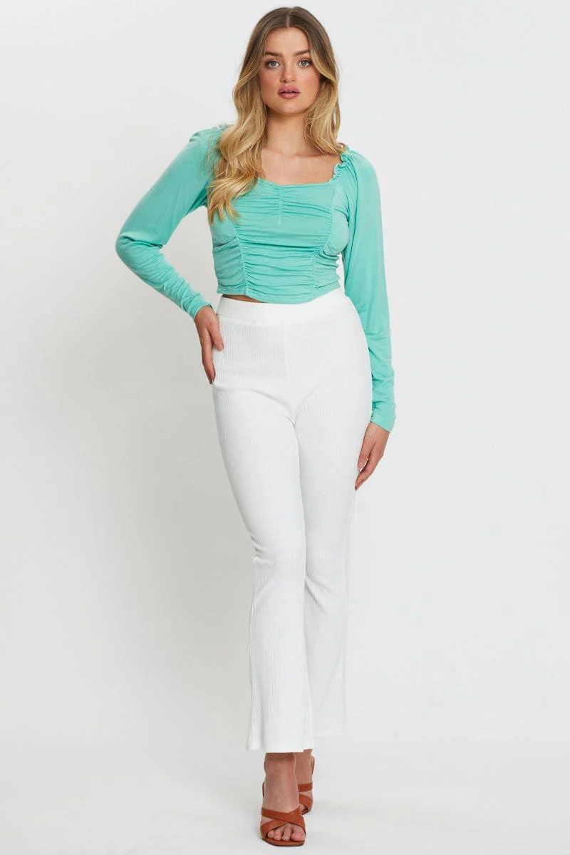 Green Crop Top Long Sleeve