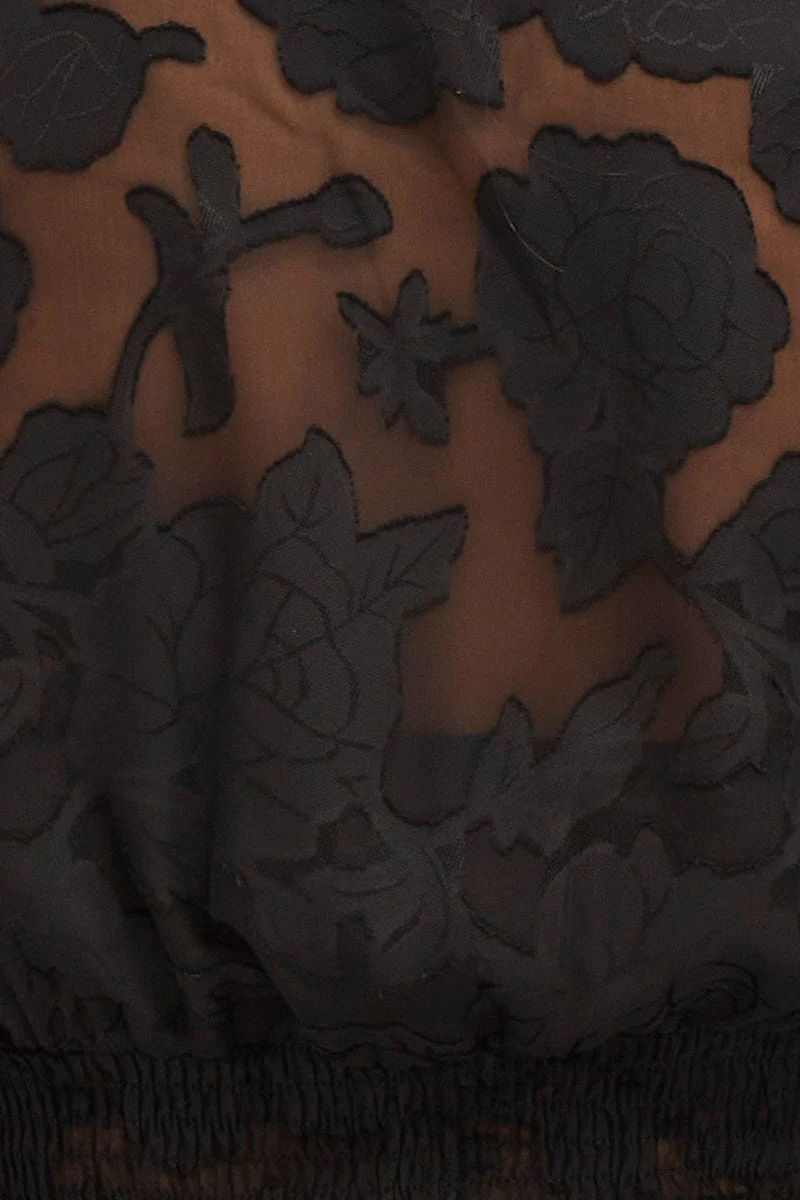 Black Peplum Top Long Sleeve V-Neck