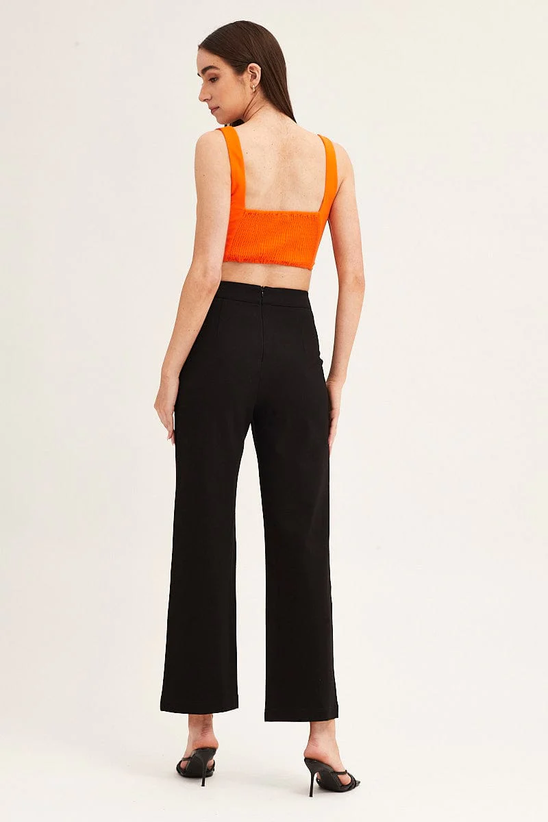 Black High Waist Pant Straight Leg