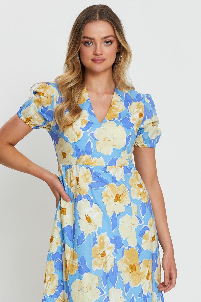 Print A Line Dress Maxi