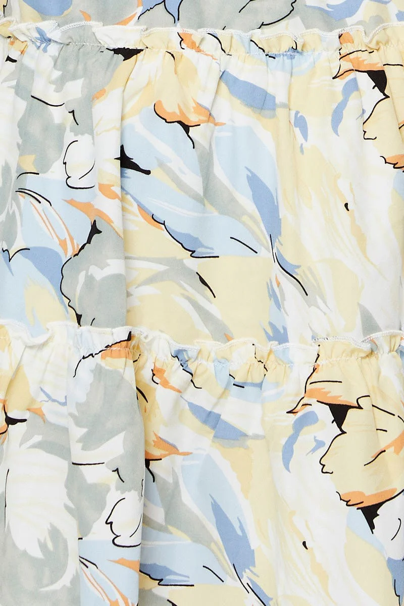 Print Mini Dress Sleeveless Sweetheart Neckline