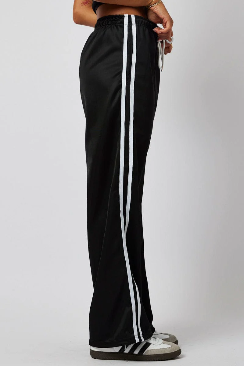 Black Track Pants Mid Rise