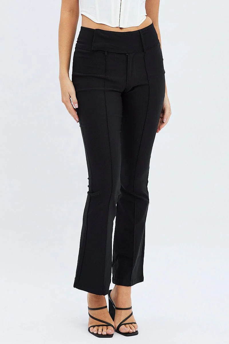 Black Flare Pants Mid Rise