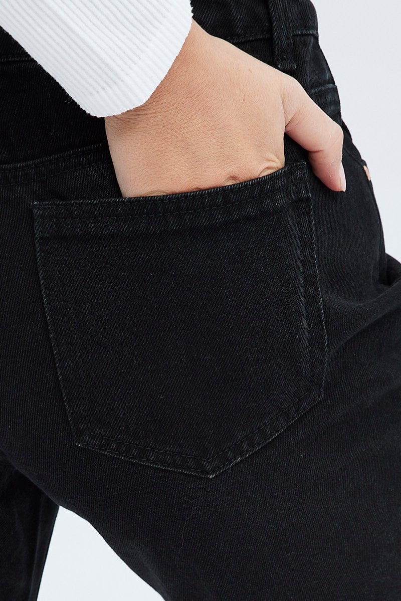 Black Straight Denim Jeans High rise