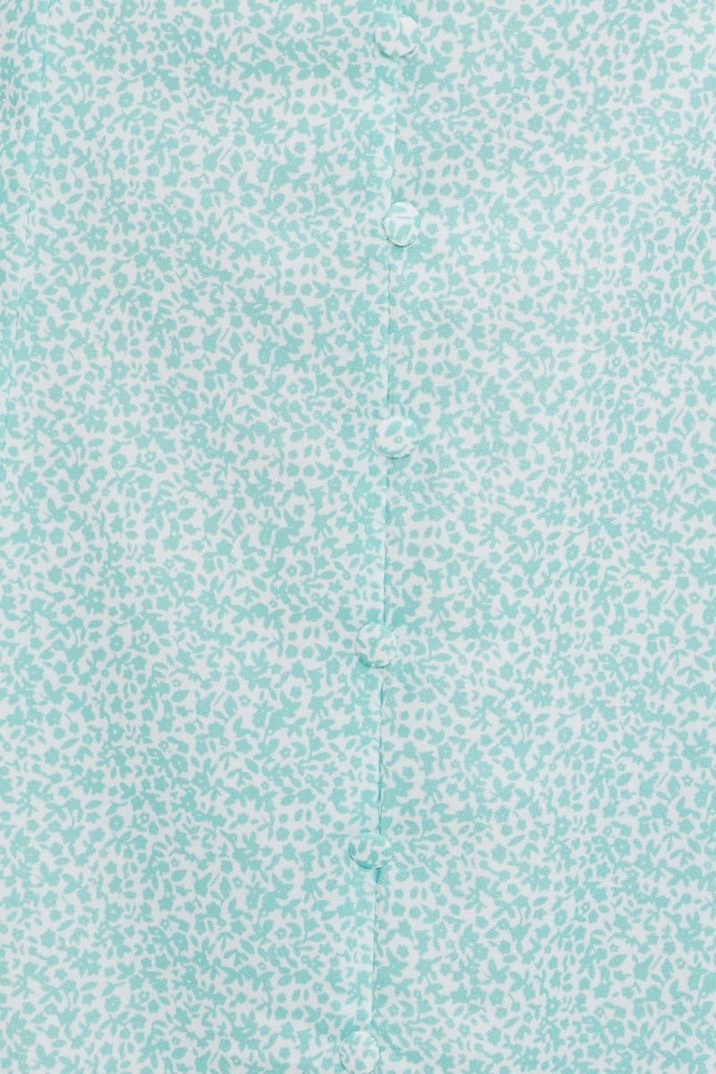 Print Print Bell Sleeve Frill Hem Dress