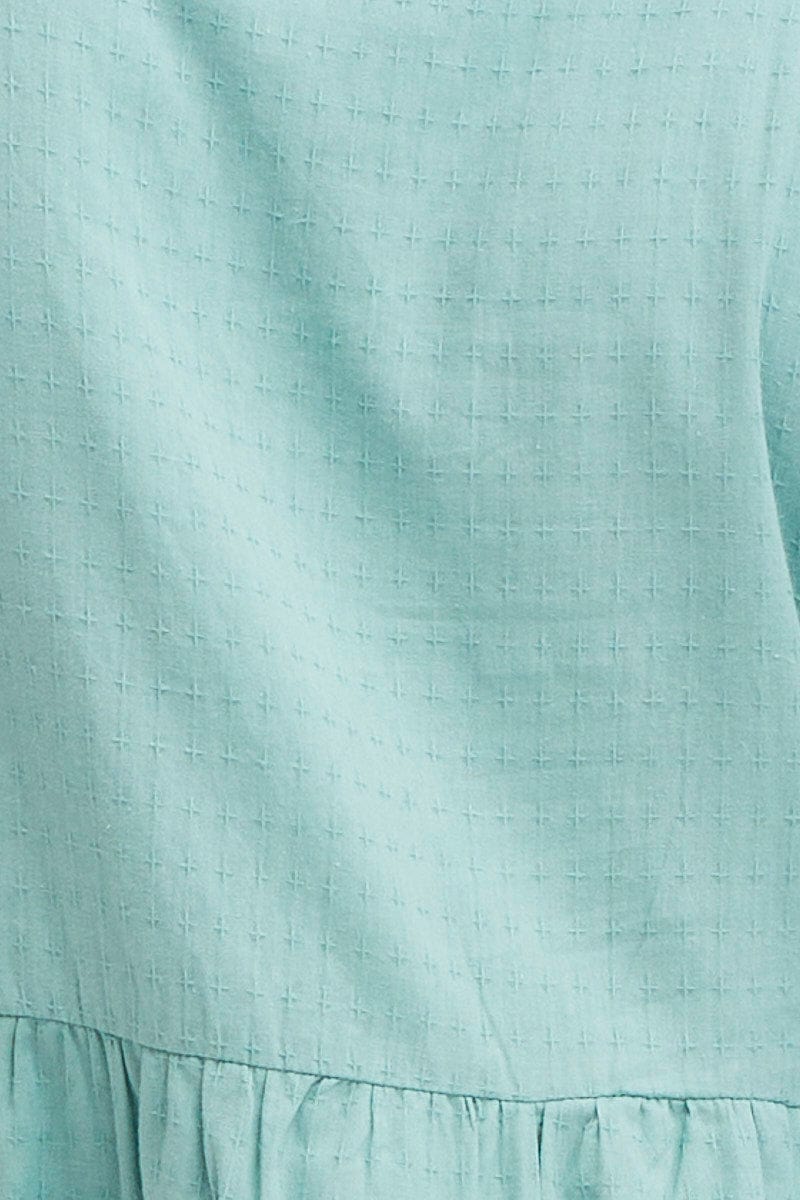 Green Smock Dress Long Sleeve Mini