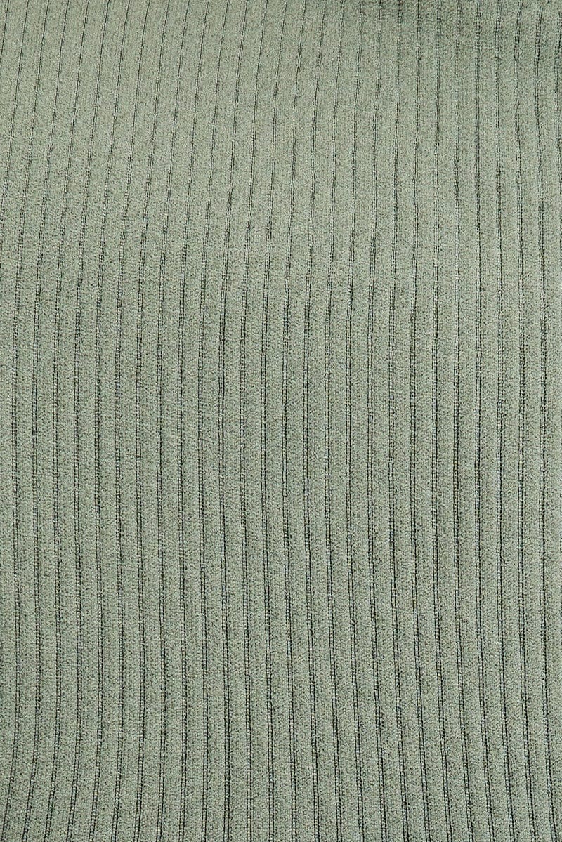 Green Top Long Sleeve Round Neck String Back Seamless