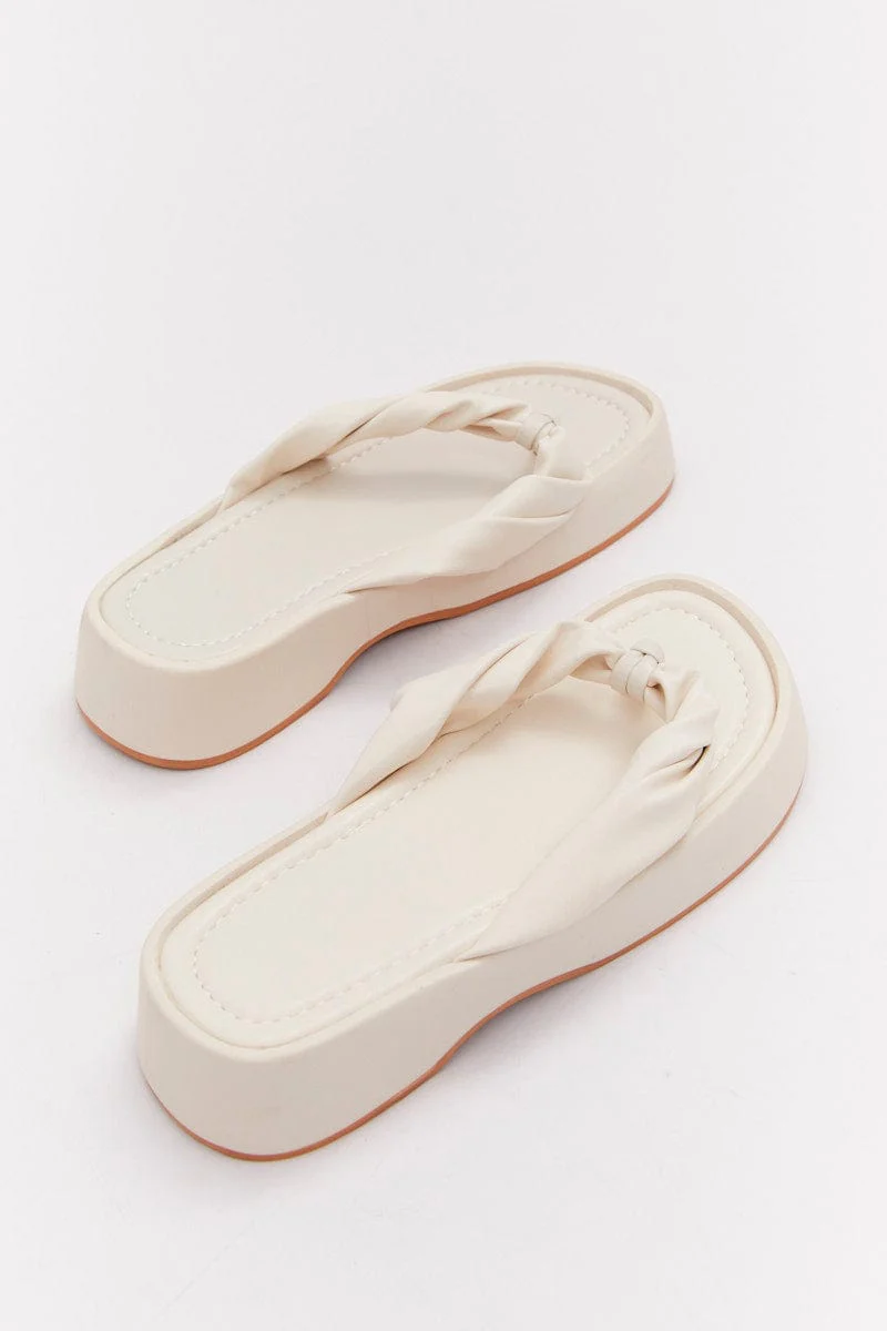White Toe Post Chunky Sole Sandals