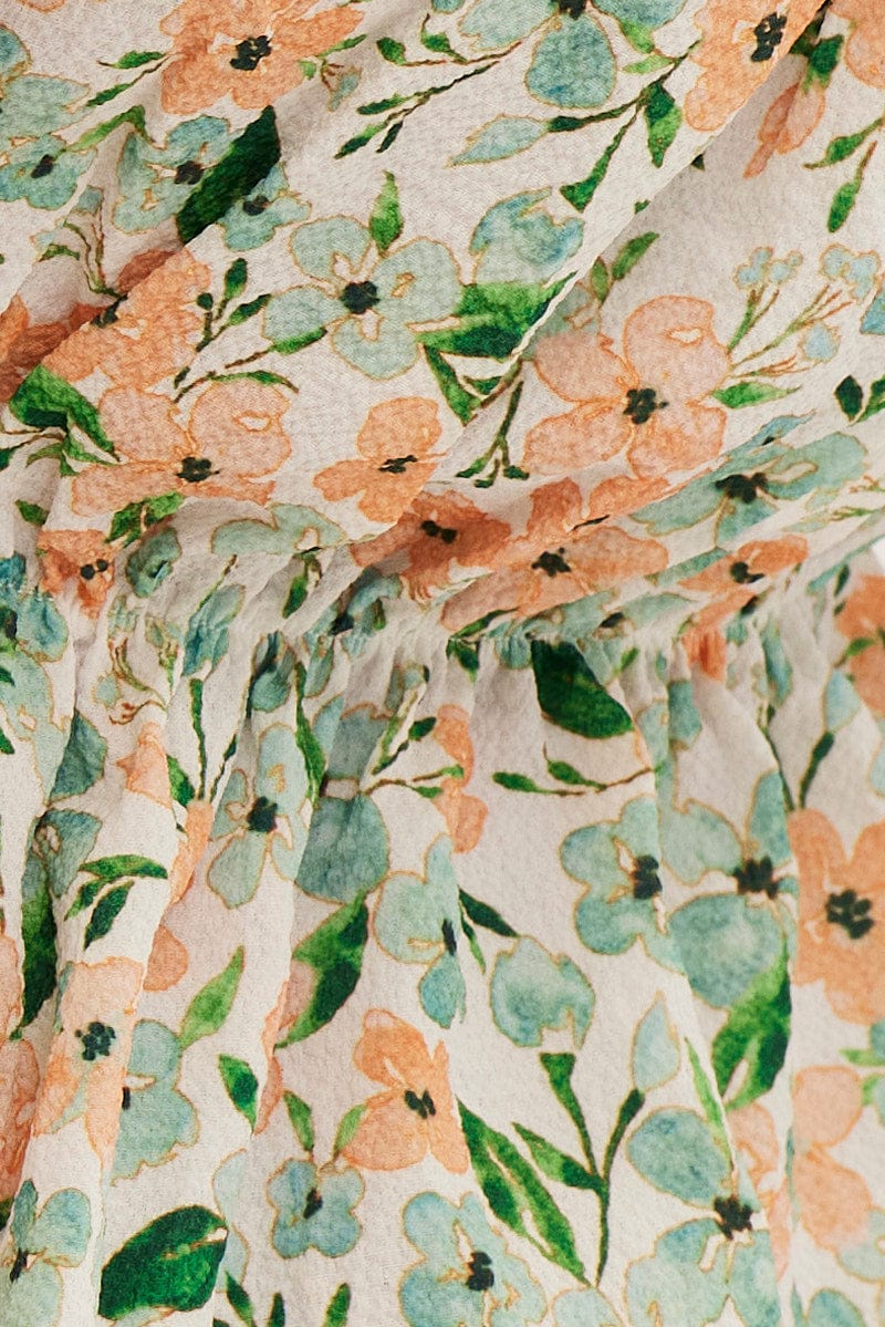 White Shirred Top Bodice Puff Sleeve