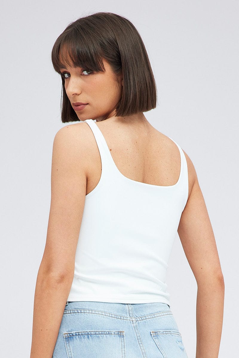 White Tank Top Square Neck Supersoft