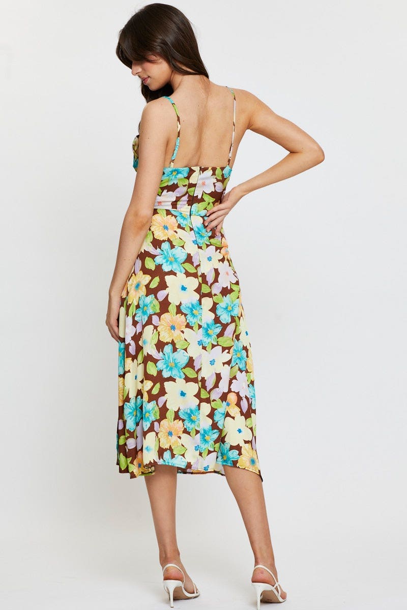 Print A Line Dress Midi
