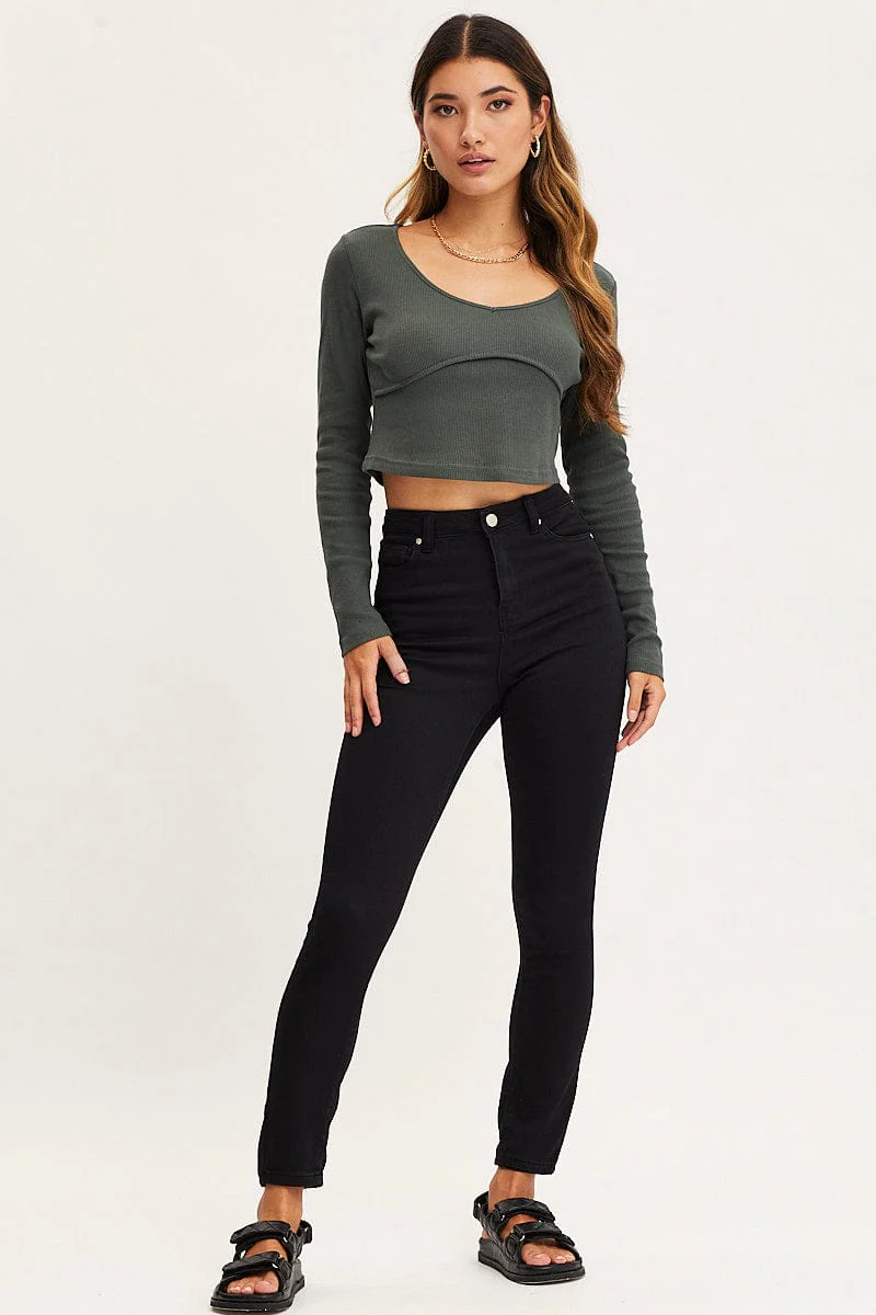 Black Denim Jeggings High Rise