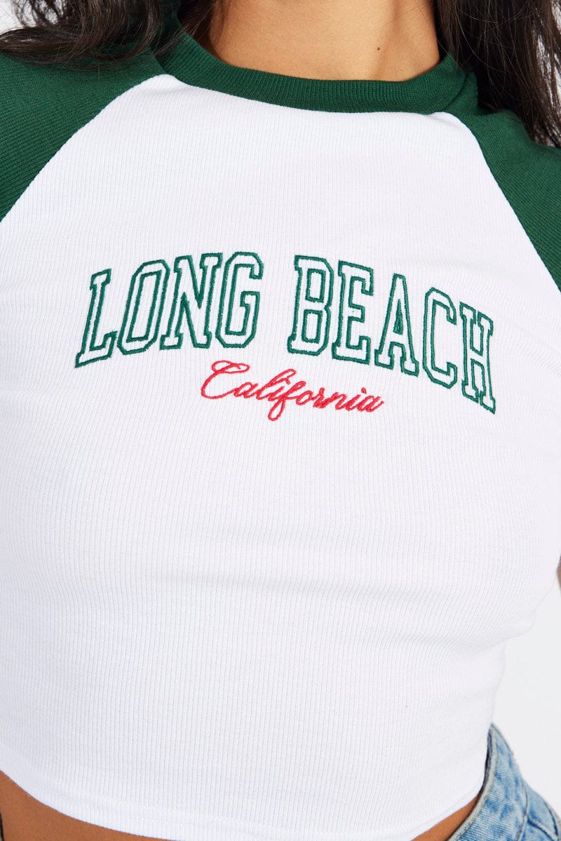 Green Graphic Tee Crop Short Sleeve