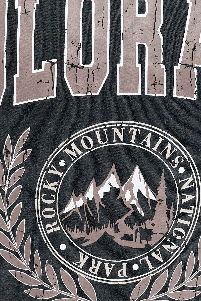 Grey Graphic Tee Short Sleeve Round Neck