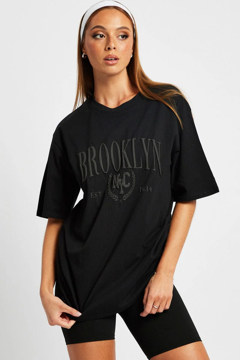 Black Graphic Tee Short Sleeve