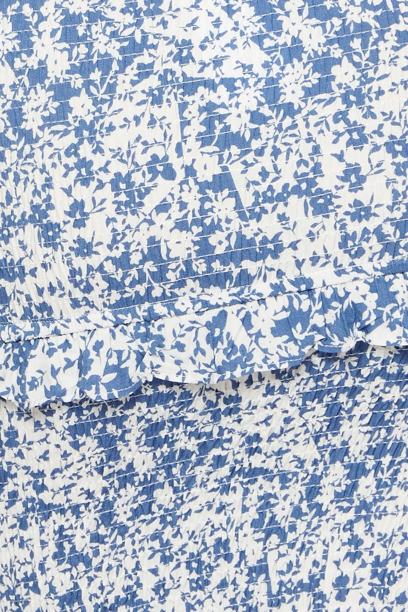 Print Smocking Pencil Midi Skirt