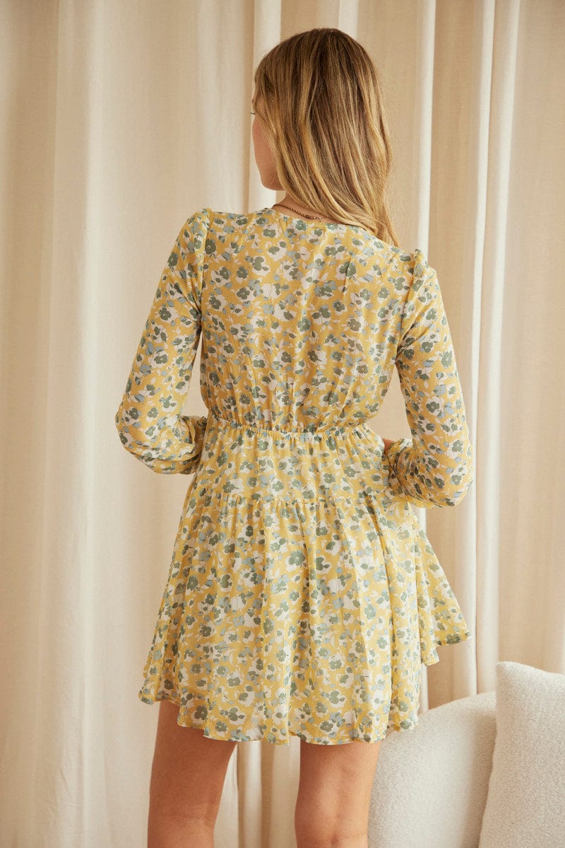 Print Mini Dress Long Sleeve