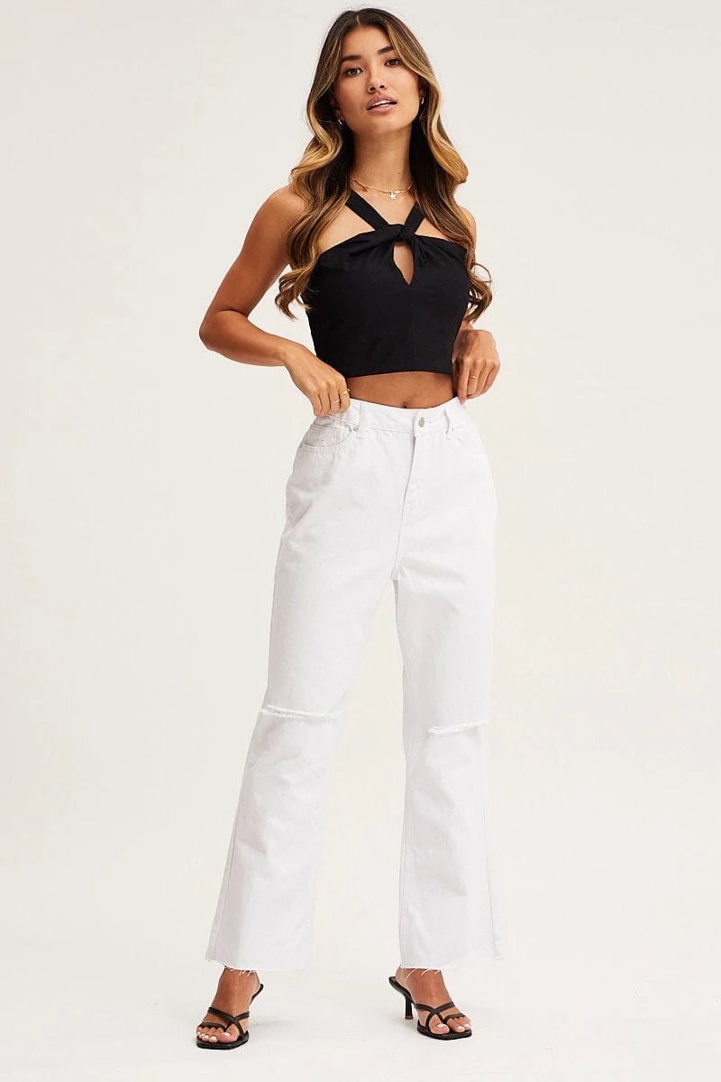 Black Keyhole Top Halter Neck