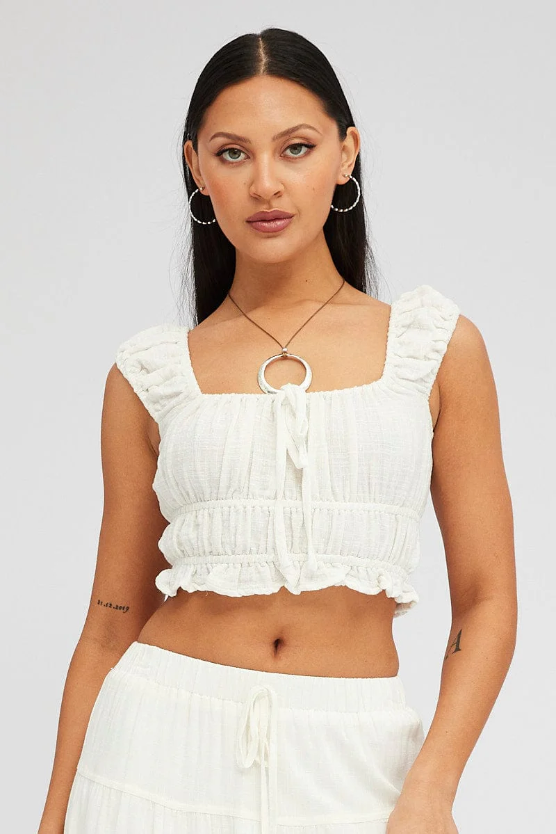 White Crop Top Short Sleeve