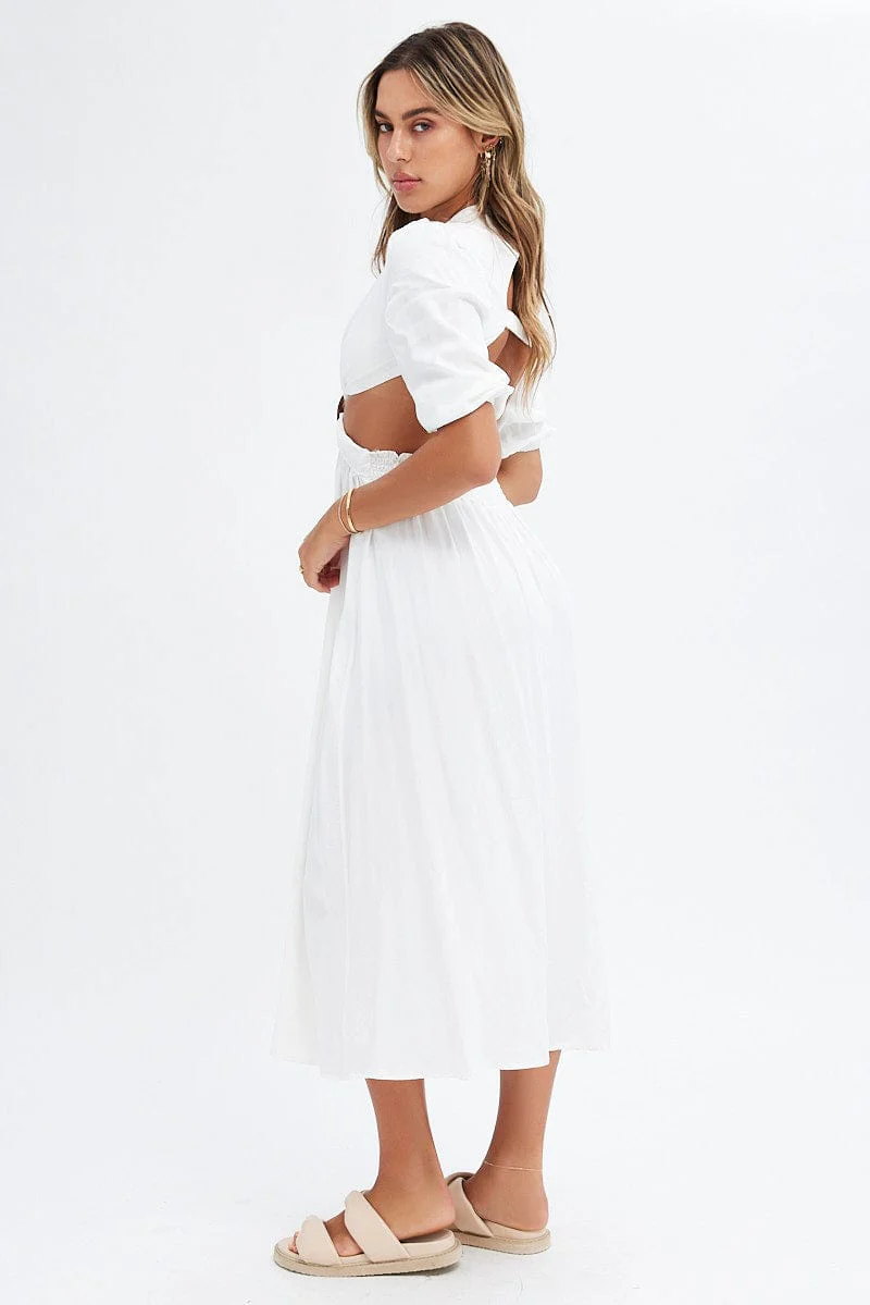 White Cutout Midi Dress