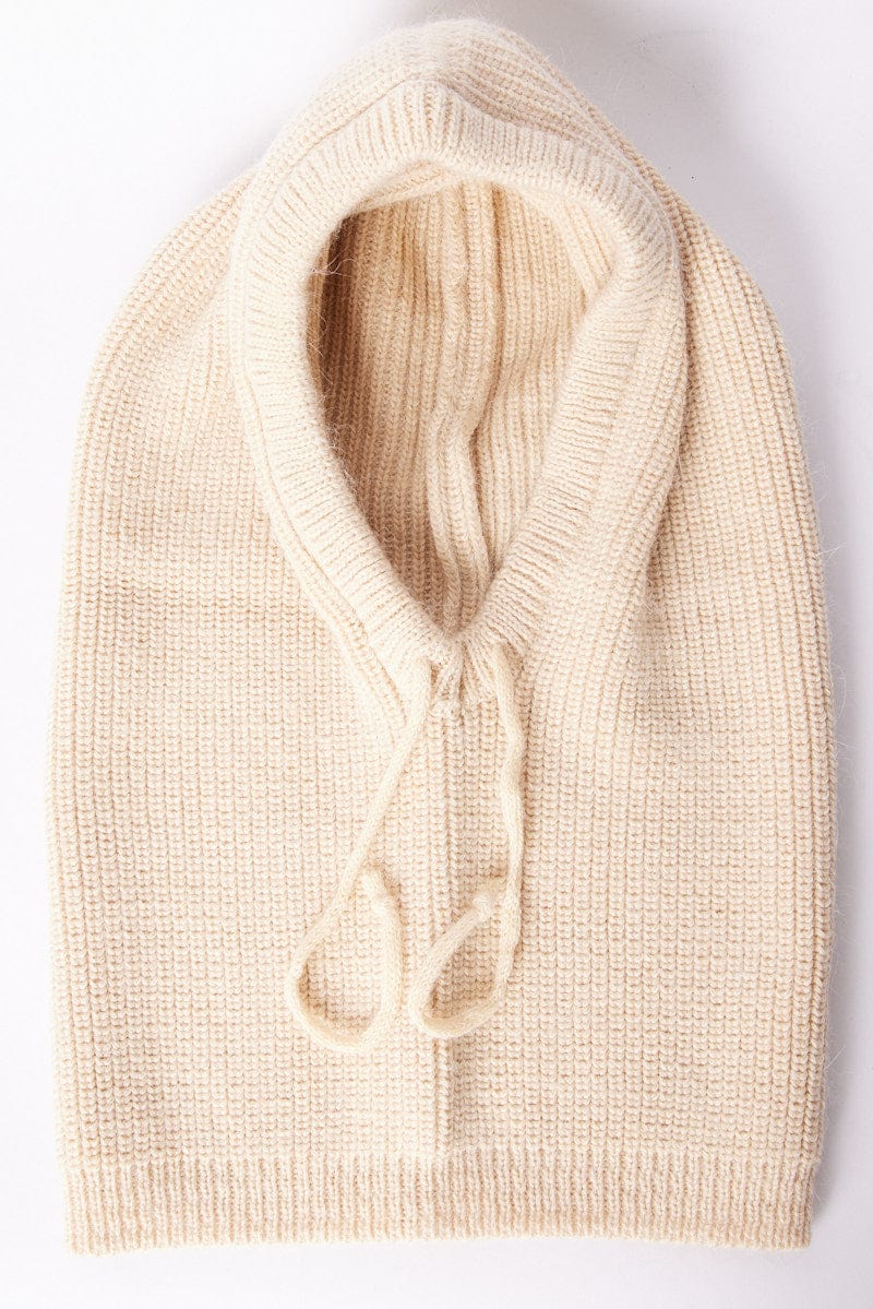 Beige Knitted Hood Balaclava