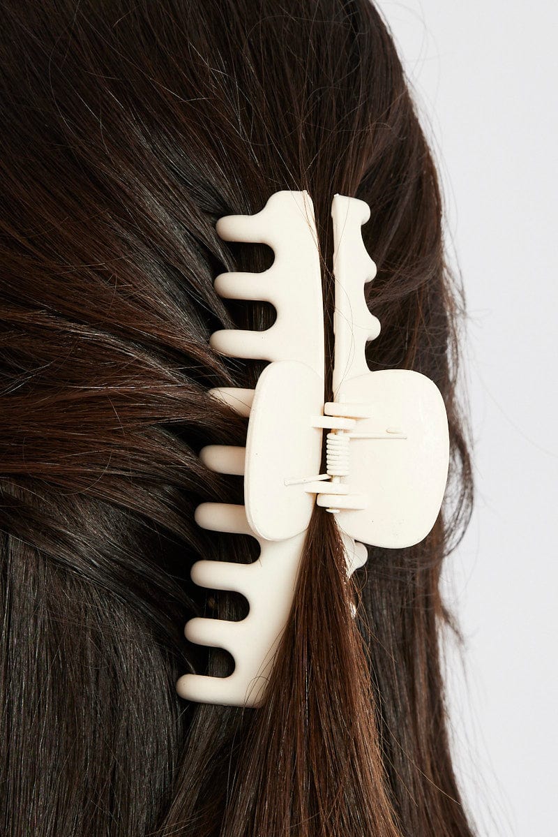 White Classic Hair Claw Clip