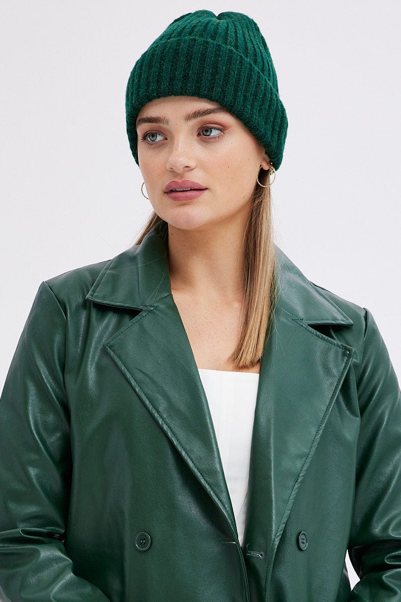 Green Rib Beanie