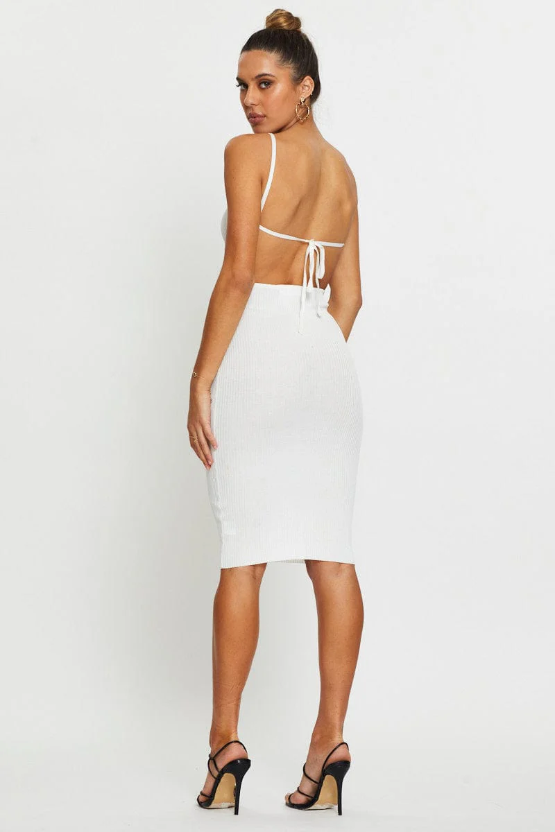 White Bodycon Dress Knit