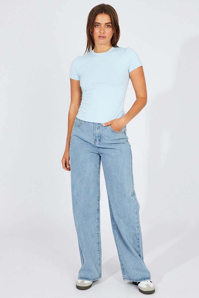 Denim Wide Leg Jean High Rise