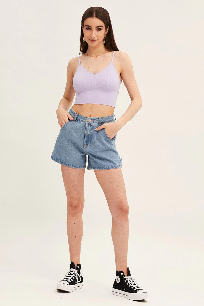 Purple Crop Singlet Top Seamless