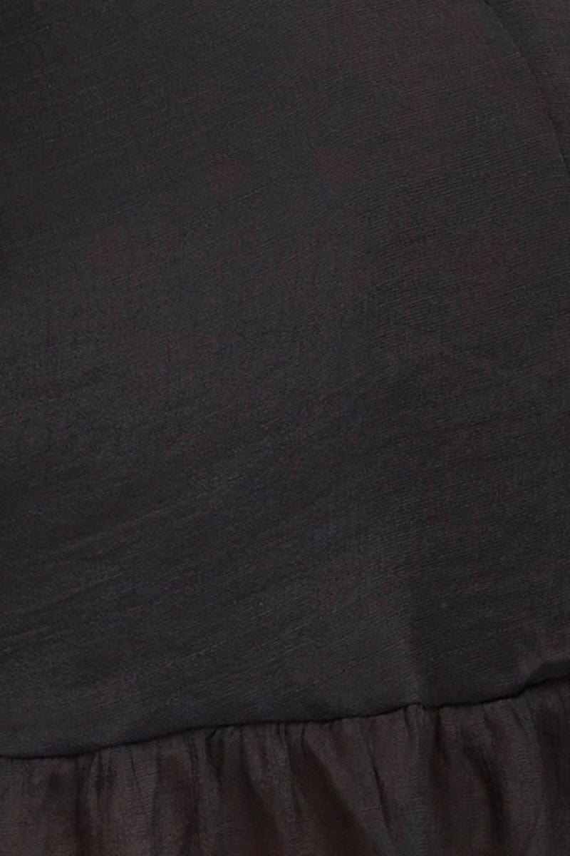 Black Skater Dress Long Sleeve Mini Ruffle