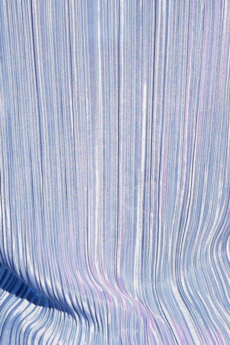 Blue Plisse Long Sleeve Shirt