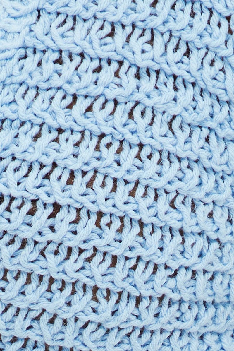 Blue Butterfly Knit Top Backless