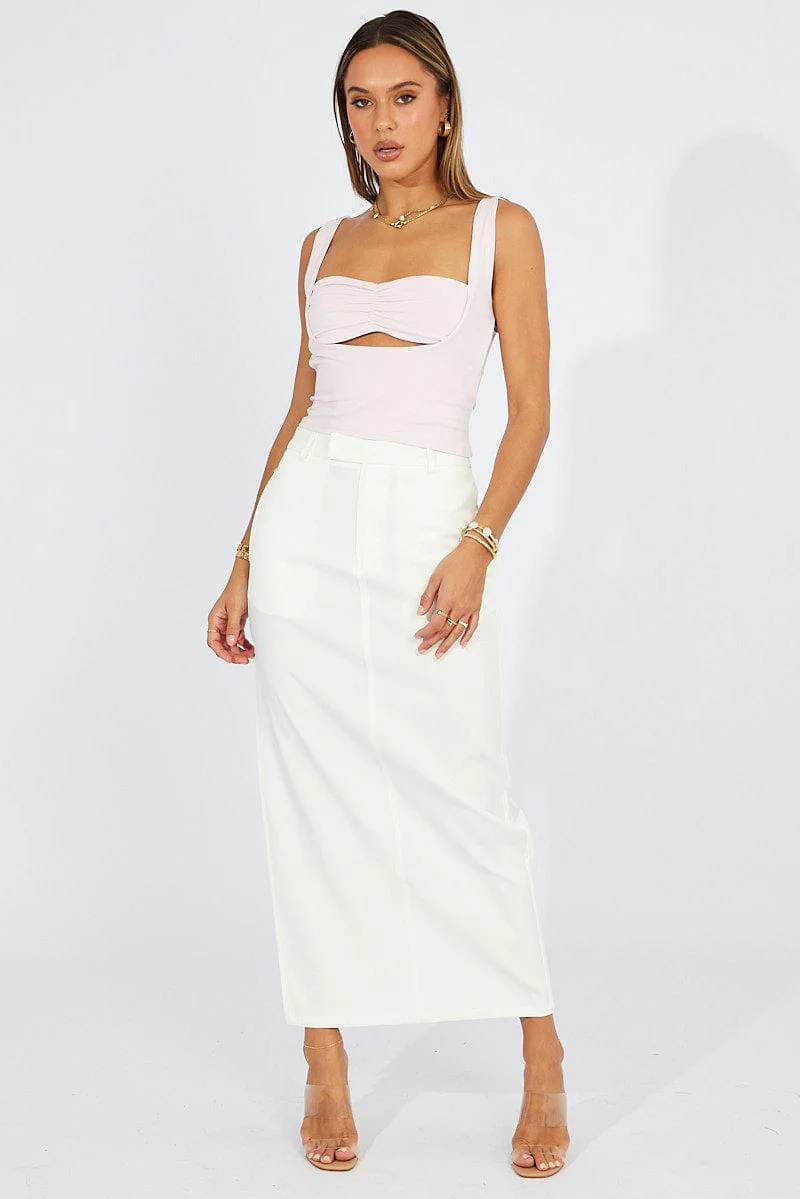 Pink Crop Top Short Sleeveless