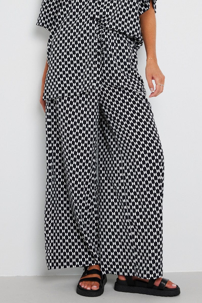 Multi Geo Wide Leg Pants High Rise