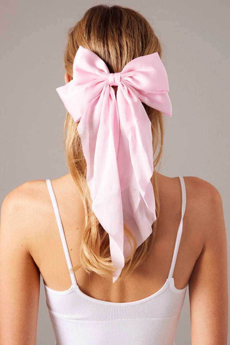 Pink Large Bow Hair Clip