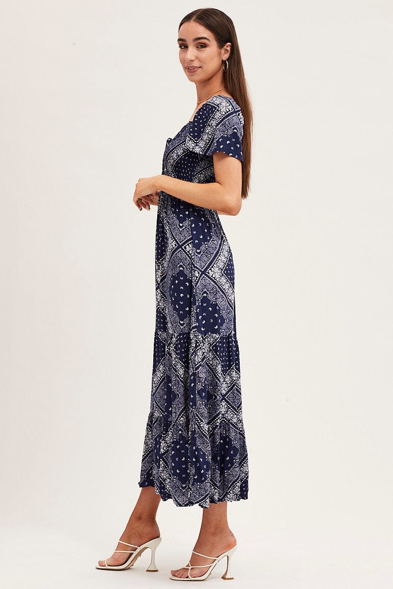 Boho Print Midi Dress