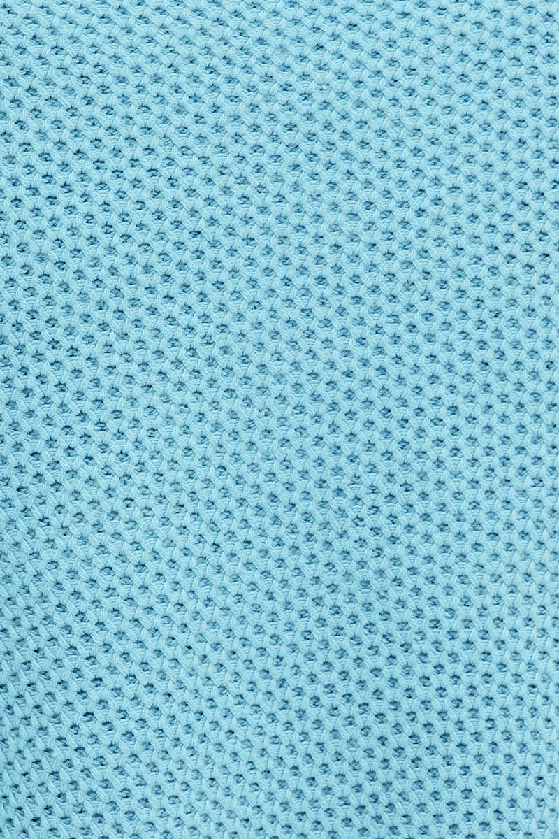 Blue Bolero Long Sleeve V Neck Tie Front Crochet Cotton