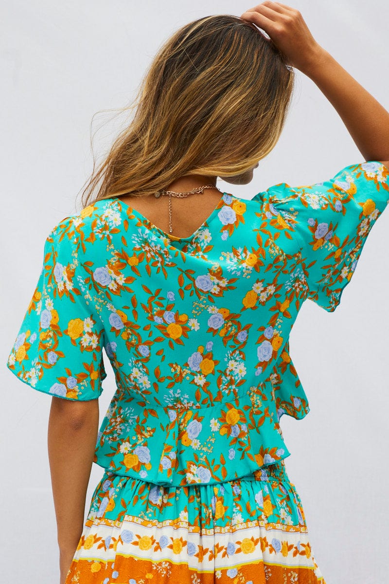 Print Halter Top Sleeveless Crop Halter