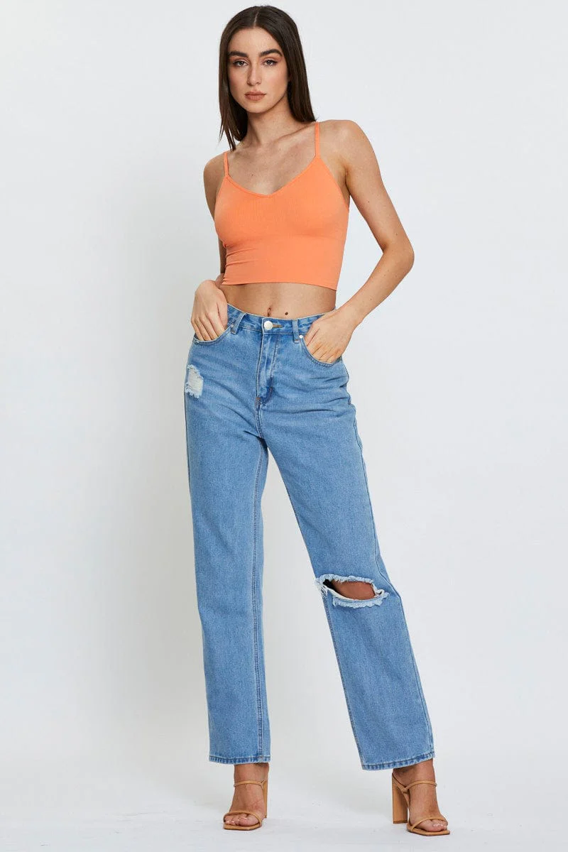 Orange Crop Singlet Top Seamless