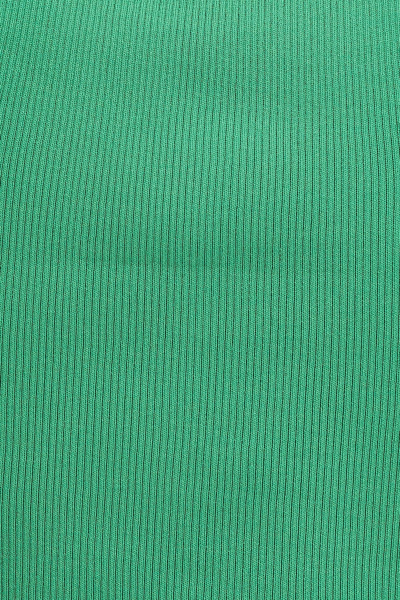 Green Knit Top Sleeveless Crop