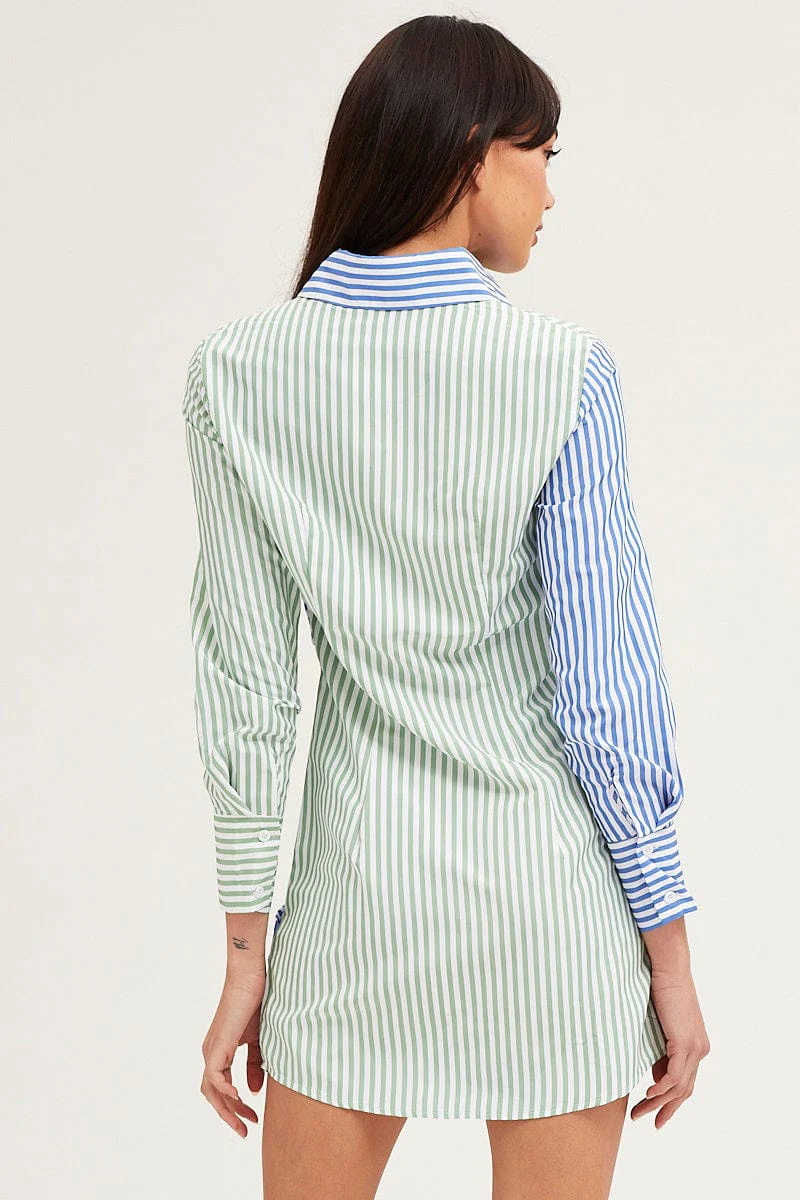Stripe Shirt Dress Long Sleeve Mini