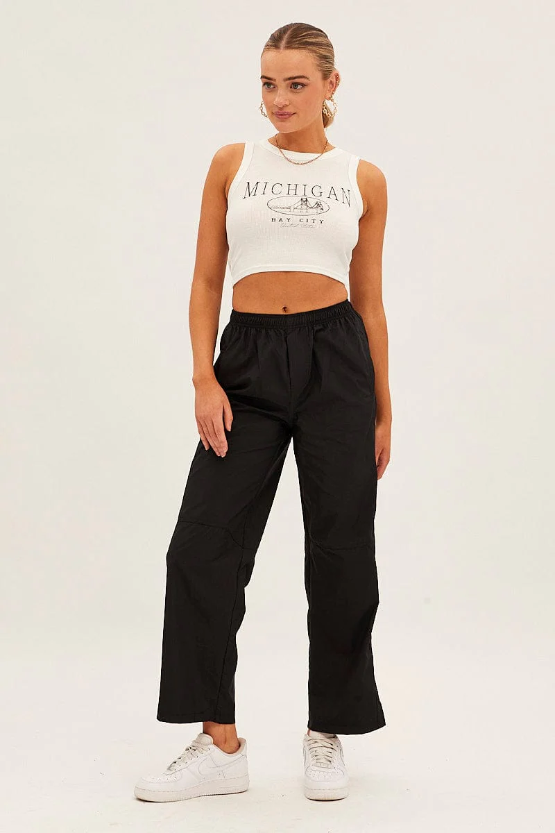 Black Cargo Parachute Pants